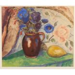 Jan Ponstijn (1883-1970)Stilleven met bloemen in een kruik en een citroen; aquarel; 54 x 45 cm.;