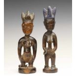 Yoruba, Egbe, female Ibeji figure and Igbomina, female Ibeji figure;Igbomina with old label,