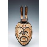 Nigeria, Igbo, facemark with hornspainting in classic design; h. 31 cm.; From an Amsterdam private