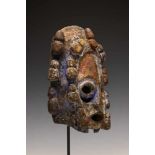 Nigeria, Idoma, rare type face mask,with double carved eyes, open oval mouth and decorated with a