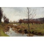 Geo Poggenbeek (1853-1903)Koeien in een weiland tussen wilgenbomen; doek; 65 x 100 cm.; gesign. r.