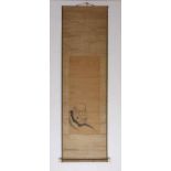 Japan, rolschildering, Daruma, gesigneerd met zegel Shokei; h. 79,5 en b. 33 cm.; Tom Lenders,