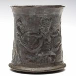 Persepolis, antique bronze ceremonial vessel, ca. 1500-1000 BC.,with hammered design of two standing