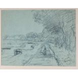 Willem Roelofs (1822-1897)Landschap bij Gouda; houtskool; 20 x 26,5 cm.; gesign. r.o., sept. '86;