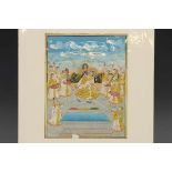 India, Decan, minatuur, 19e eeuw;Krishna en Radna met dienaressen tijdens het Holi festival.; 22,5 x