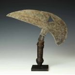 Gabon, Kota, ceremonial bird head dagger, the blade with open worked triangle and with lineair