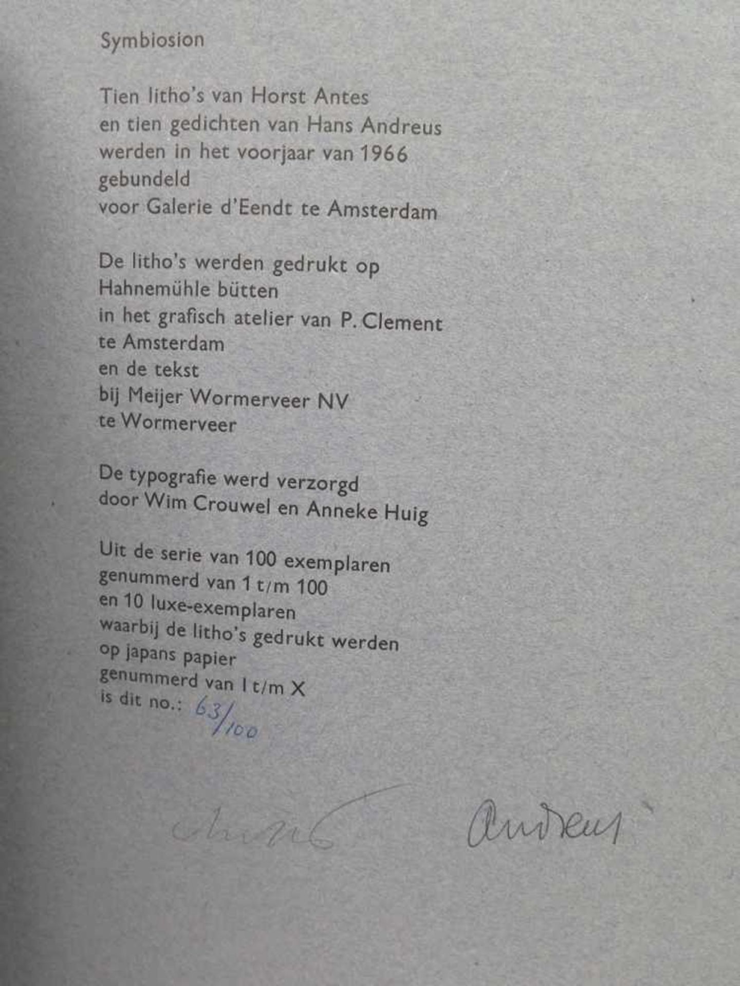 Horst Antes (geb. 1936)'Symbiosion'. Portfolio met tien litho's en tien gedichten door Hans Andreus, - Image 3 of 4