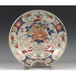 Japan, Imari scheerbekken, Edo periode,met decor van bloemenmand; diam. 25 cm.; 1280