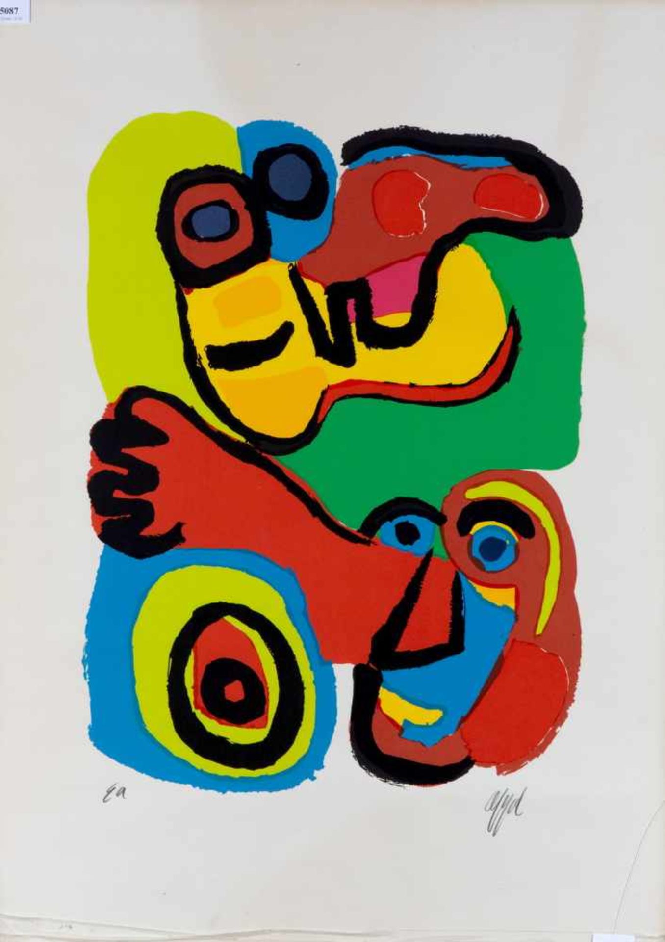Karel Appel (1921-2006)Compositie met figuren; litho; 80 x 60 cm.; gesign r.o. EA; 1300