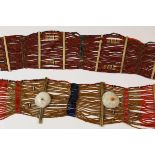 North East India, Naga, two beaded necklaces, ca. 1900,with shell ornaments and bone dividers. ;