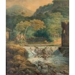 Europese school, 18e eeuwPaar aquarellen, berglandschappen; tweemaal aquarel; 73 x 64 cm.; [2]1500