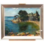 Rudolf Jacobi (1889-1972)Gezicht op een baai; doek (beschadigd); 65 x 80 cm.; gesign. r.o.; 1400