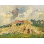 René Clarot (1882-1972)Landschap met korenschoven; doek; 50 x 65 cm.; gesign. l.o., '18; Herkomst: