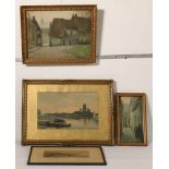 Ids Wiersma (1878-1965)Drie diverse aquarellen en drie diverse etsen; ds300