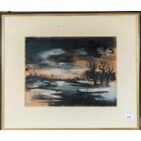 Albert Saverys (1886-1964)Winters landschap; houtskool, inkt en pastel; 29 x 37 cm.; gesign. l.o.;