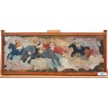 Jan Stekelenburg (1922-1977)Paardenrace; board; 16,5 x 44 cm.; gesign. r.o.; Tom Lenders, Amsterdam;