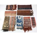 Indonesia, a collection of ten textiles, Ikatstylized anthropomorphic figures, animals and birds,