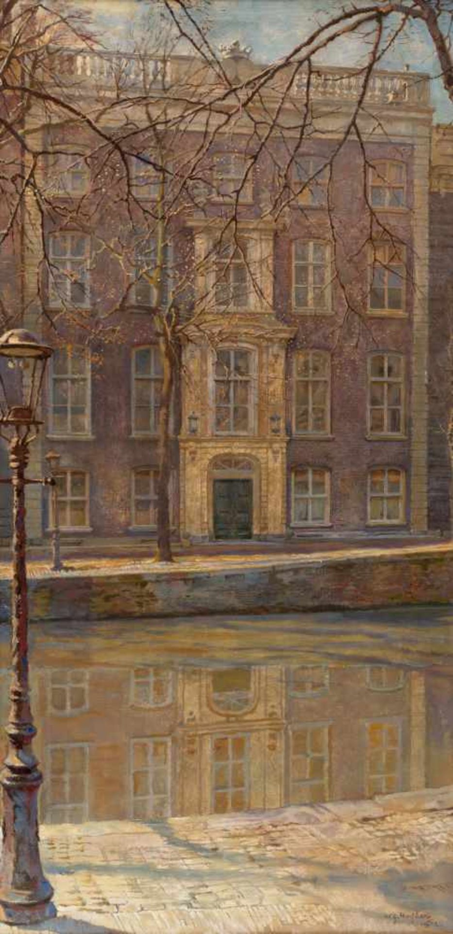 Willem Gerard Hofker (1902-1981)Gezicht op het de Herengracht 500; doek; 90 x 45 cm.; gesign. r.