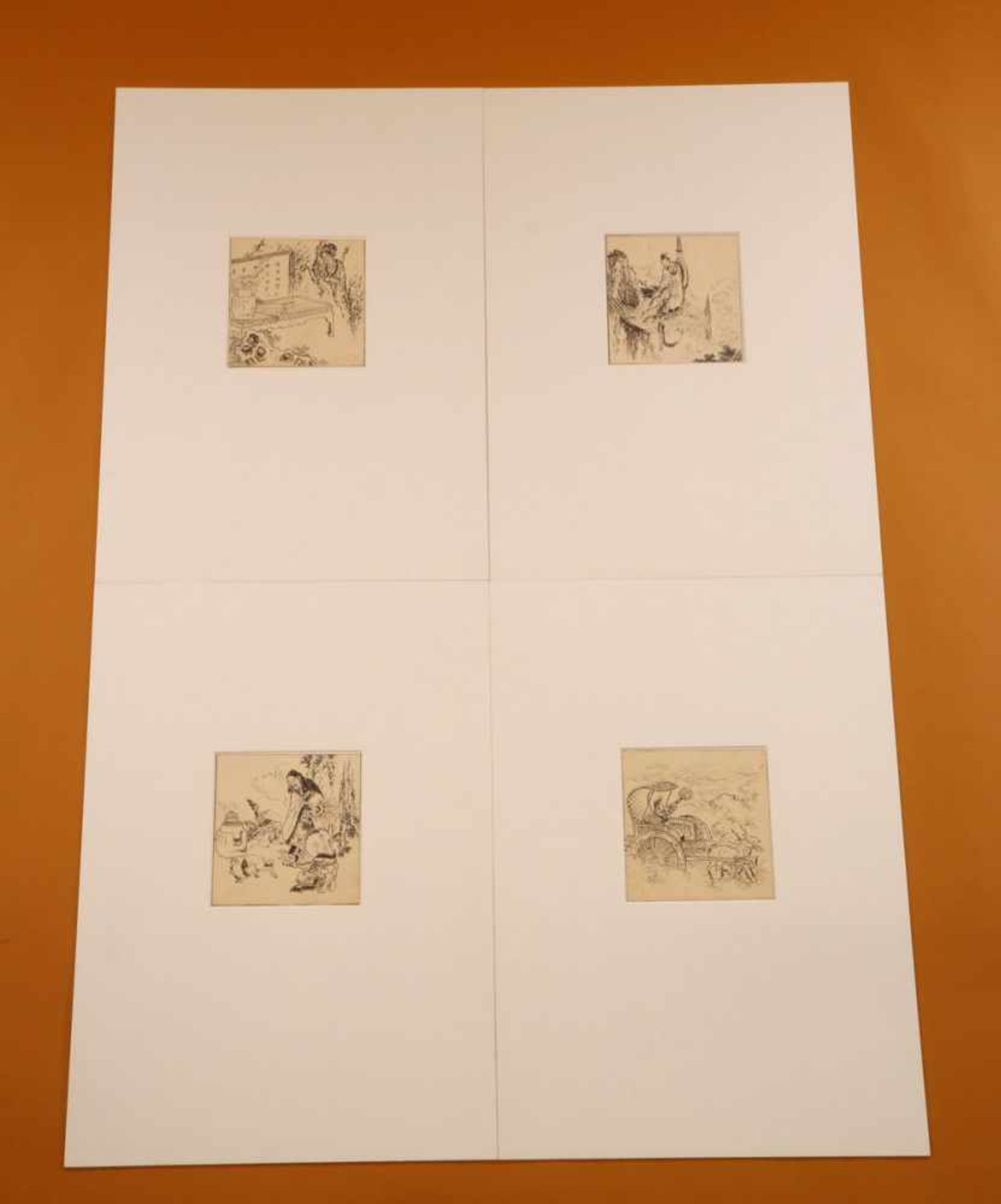 Japan, serie mythologische voorstellingen van Gakutei (attr.),in passe-partout, 19e eeuw; h. 13 en - Bild 2 aus 2