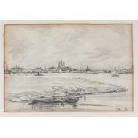 Johann Hendrik van Mastenbroek (1875-1945)Gezicht op Amsterdam; houtskool; 14 x 20 cm.; initialen