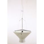 Lorenzo Stano, aluminium hanglamp, model 'Juri' voor Lumina,met melkglazen conische vormgegeven kap.