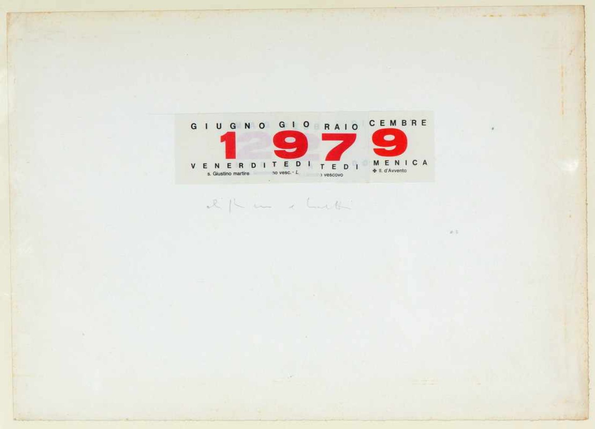 Alighiero Boetti (1940-1994)Kalender, 1979; ; collage; 25 x 35 cm.; gesign. m.m.; 1; Herkomst: Piero