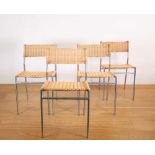 Martin Visser, set van vier verchroomd stalen stoelen, model SE 05 voor Spectrum,met pitriet