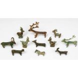 Luristan, collection of eleven bronzen sculptures of deer, ca. 1000-650 BC.in various shapes and