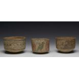 Indus Valei, Pakistan, Mehrgarh, 3000-2400 BC., three terracotta bowlsdecorated with geometrical