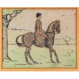 Gesigneerd LCvHMan te paard; inkt en aquarel; 22 x 27 cm.; 180