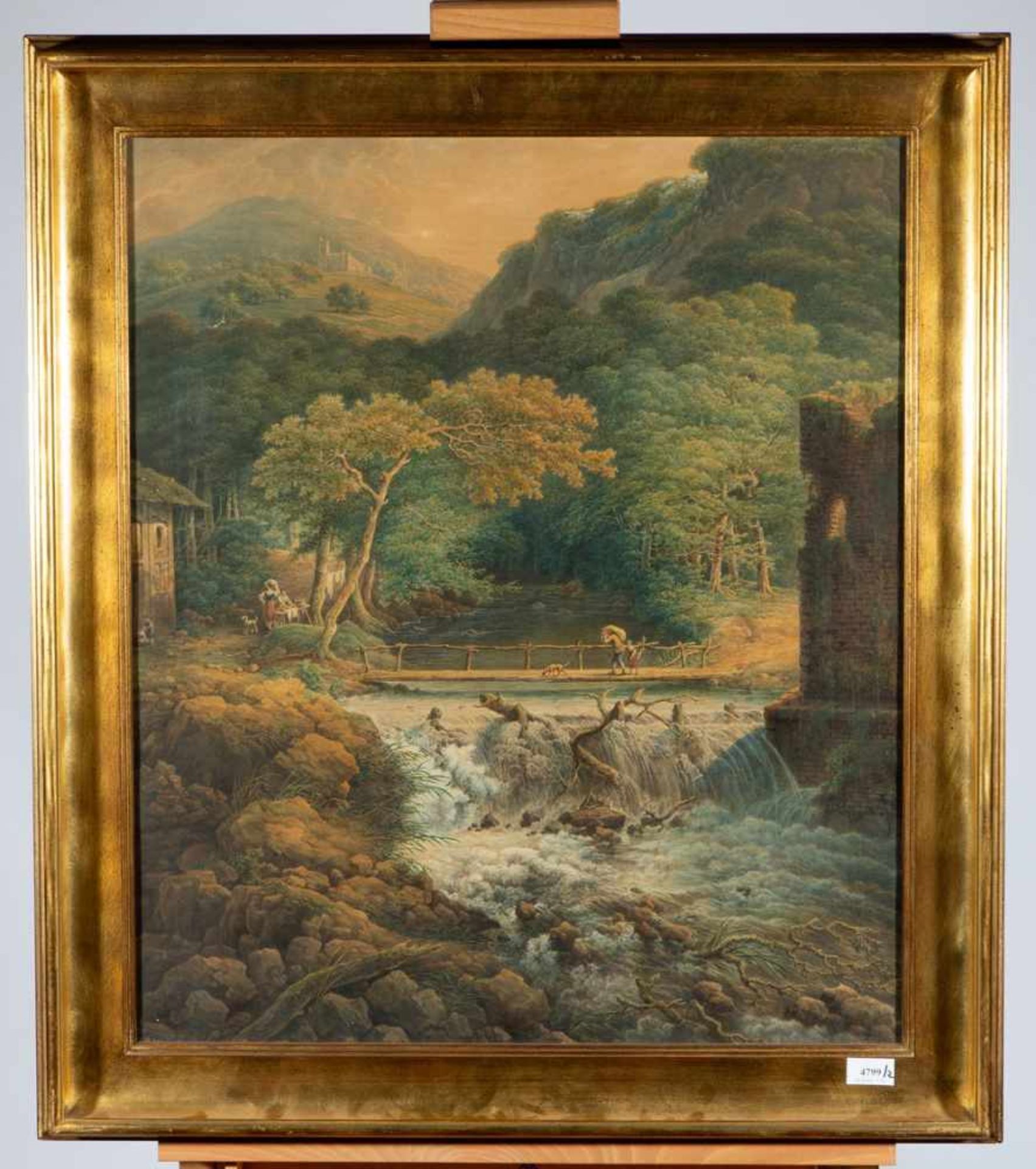 Europese school, 18e eeuwPaar aquarellen, berglandschappen; tweemaal aquarel; 73 x 64 cm.; [2]1500 - Bild 2 aus 4