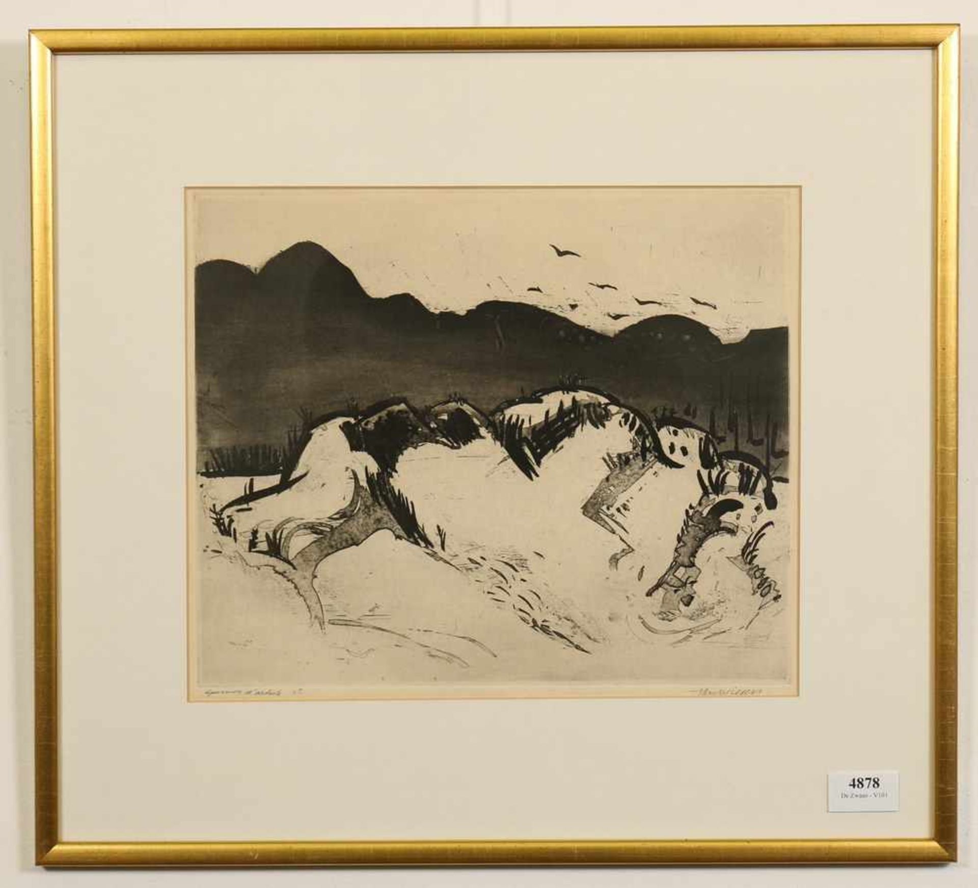 Jan Wiegers (1893-1959)Duinlandschap / Vrouwelijk naakt; ets; 27 x 33 cm.; gesign. r.o., épreuve d' - Image 4 of 4