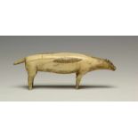 Artic Circle, ivory figure of a polar bear, ca. 1900,with engraving and accents in black.; ; l. 14,2