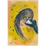 René Daniels (geb. 1950)Zonder titel (vogelkop); aquarel; 30 x 20 cm.; gesigneerd met initialen r.