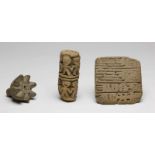 Equador, five various stoneware seals, La Tolita, ca. 300 BC-200 ADgeometrical and anthropomorphic