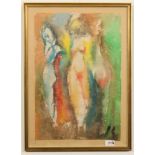 Henri Plaat (geb. 1936)"Amorgos'. Hierbij onbekende kunstenaar, aquarel, figuren; aquarel; 20 x 13