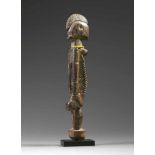 Mali, Malinke, part of a dignitary staff,in the form of a standing female figure decorated with