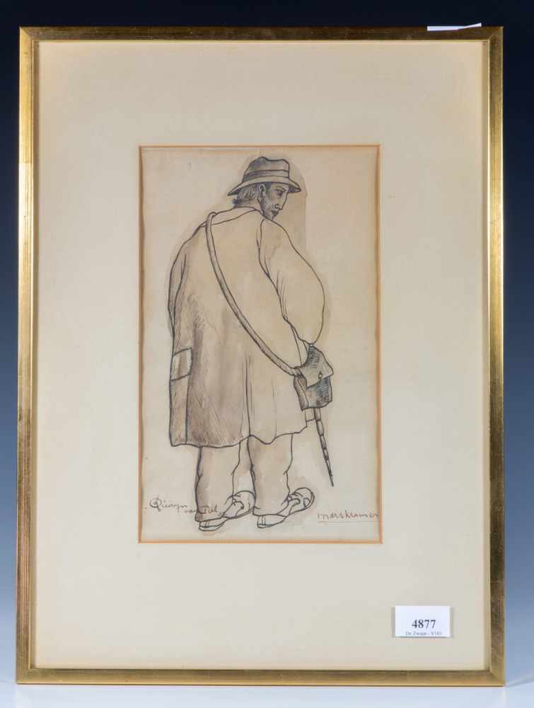 Quirijn van Tiel (1900-1967)Marskramer; inkttekening; 27 x 17 cm.; gesign. l.o., '32; 1200 - Image 2 of 3