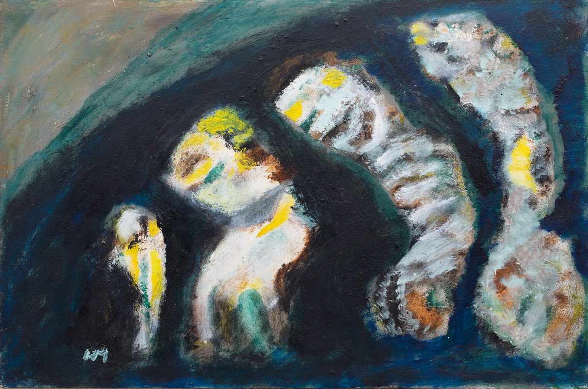 Henri Michaux (1899-1984)Zonder titel; board; 27 x 40 cm.; gemonn. l.o., 1977, herkomst: Le Point