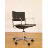 De Pas, D'urbino & Lomazzi, aluminium bureaufauteuil, model Cassia voor Zanotta,met zwart lederen