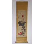 China, rolschildering, 'Liu Qi,oud 52 jaar', gedateerd gengshen 1980; h 112 en b 34,5 cm; Tom