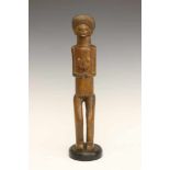 Angola, Luena, carved wooden container,in the form of a standing anthropomorphic figure. The head as