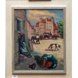 Herbert Fiedler (1891-1962)Le cholera (naar Daumier). ; board; 40 x 32 cm.; ongesigneerd (mogelijk
