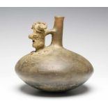 South Peru, possibly Lambayeque, 1000-1500, bulbous vase with buste and and spoutmade as a flute (