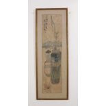 China, Chinese voorstellingen; een pruimenbloesem, een lotus in vaasen twee landschappen; h 57-106