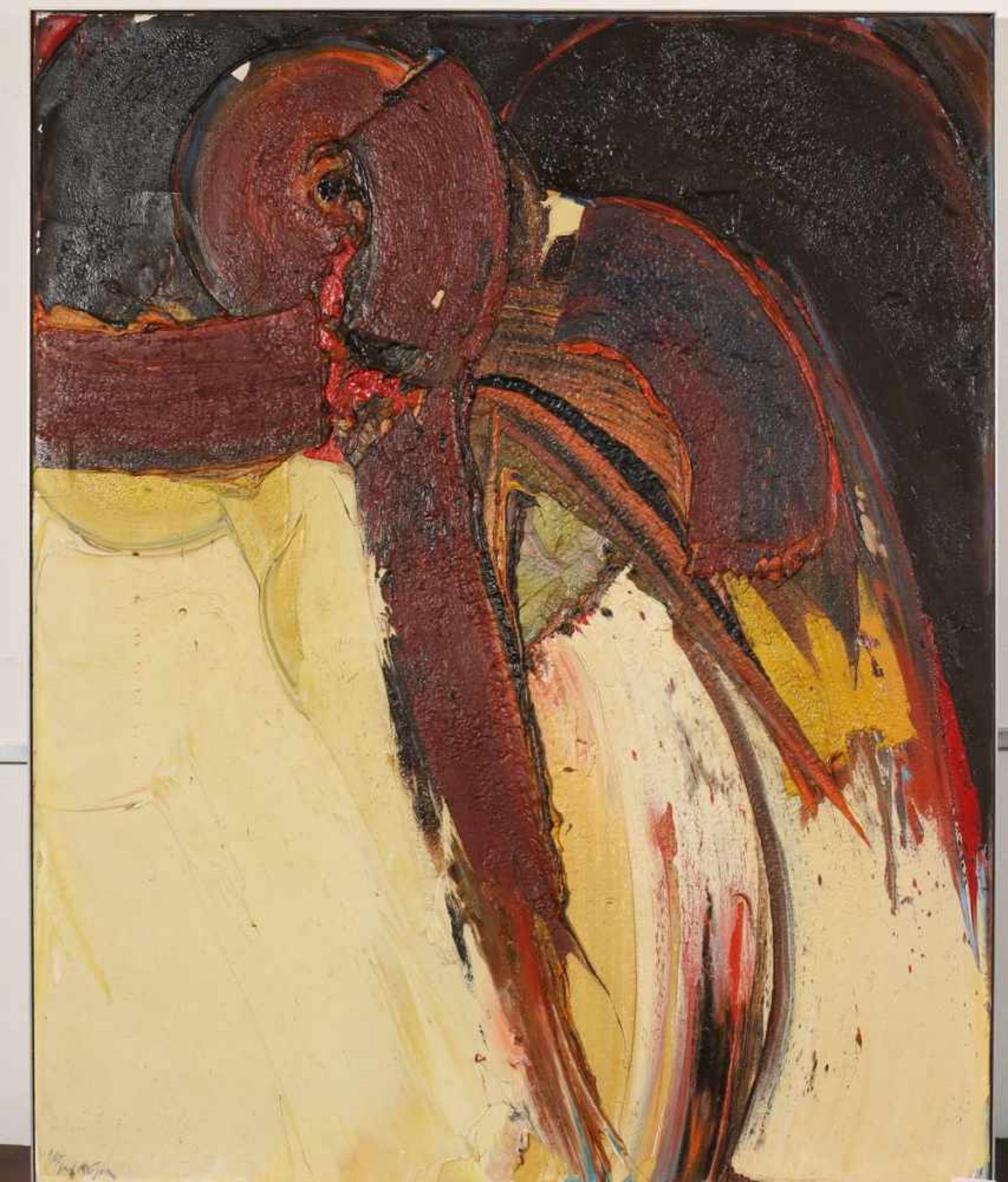 Jan Meijer (1927-1995)'Portrait du critique d'art'; doek (beschadigd); 102 x 80 cm.; gesign. l.o., - Bild 2 aus 3