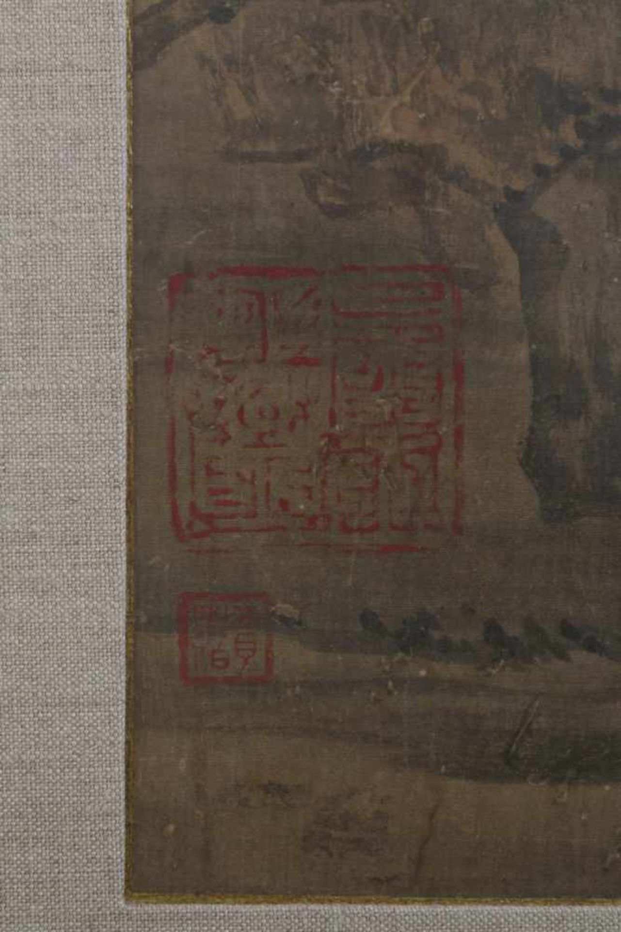 China, ingelijste rolschilderingen. Een in de stijl van Chen Zhou,16e/17e eeuw. En Ming-stijl, - Bild 2 aus 5
