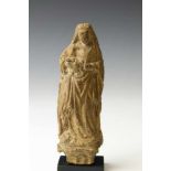 Utrecht, terracotta figure of a Madonna, 15th-16th centurywith elaborate robe, the Child damaged.;
