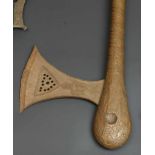 Five African weapons a.o. Kuba axe, Mangbetu ceremonial dagger and three other daggersProvenance: