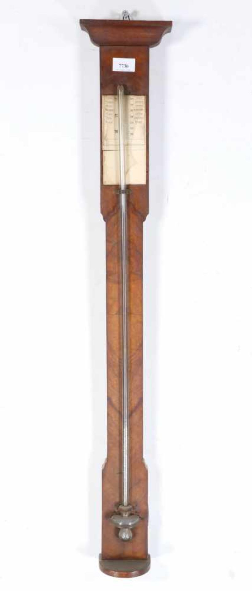 Stickbarometer, Empire,op mahoniehouten plank; h. 97 cm.; 1900